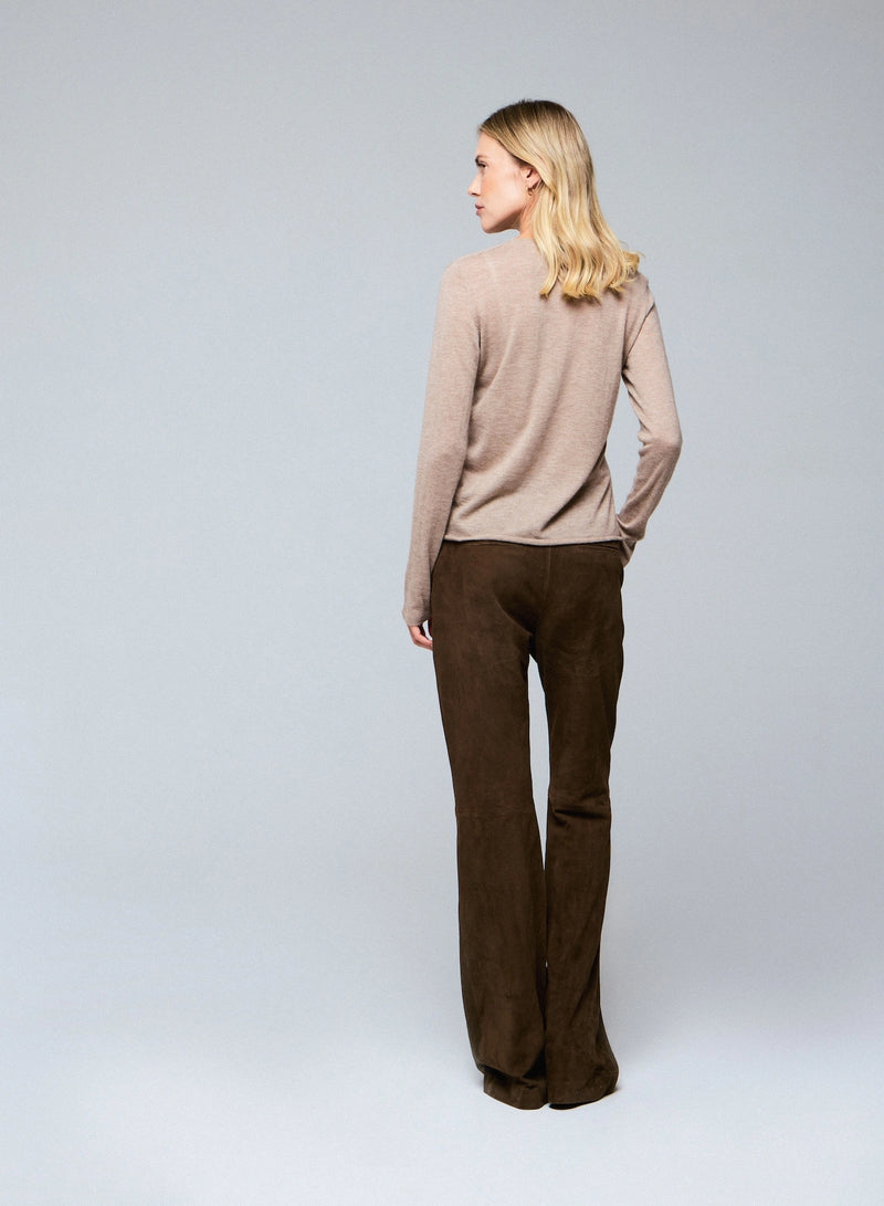 Cashmere Double Layered Long Sleeve Crewneck