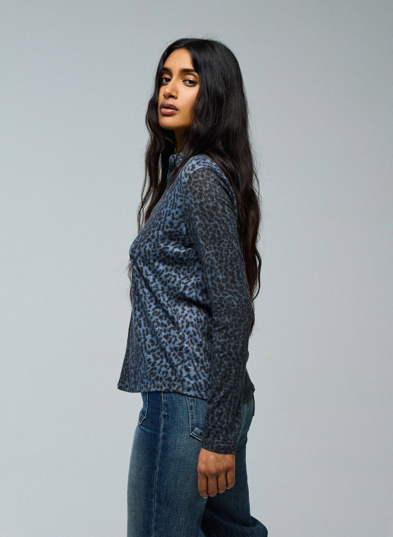 Cotton Cashmere Long Sleeve Leopard Novelty Shirt - SHIRT - Majestic Filatures North America
