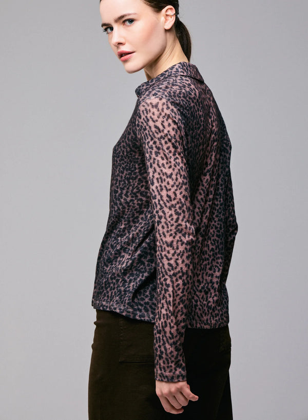 Cotton Cashmere Long Sleeve Leopard Novelty Shirt