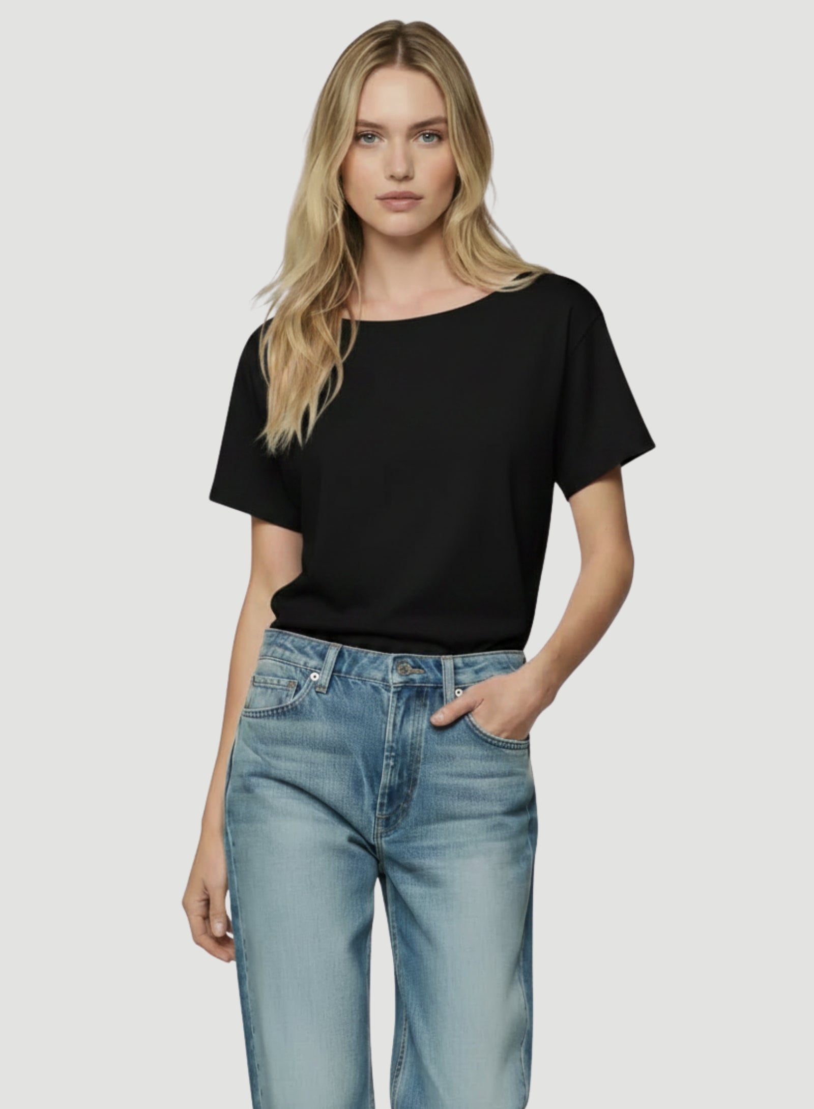 Deluxe Cotton Boyfriend Short Sleeve Crewneck T Shirt for Women