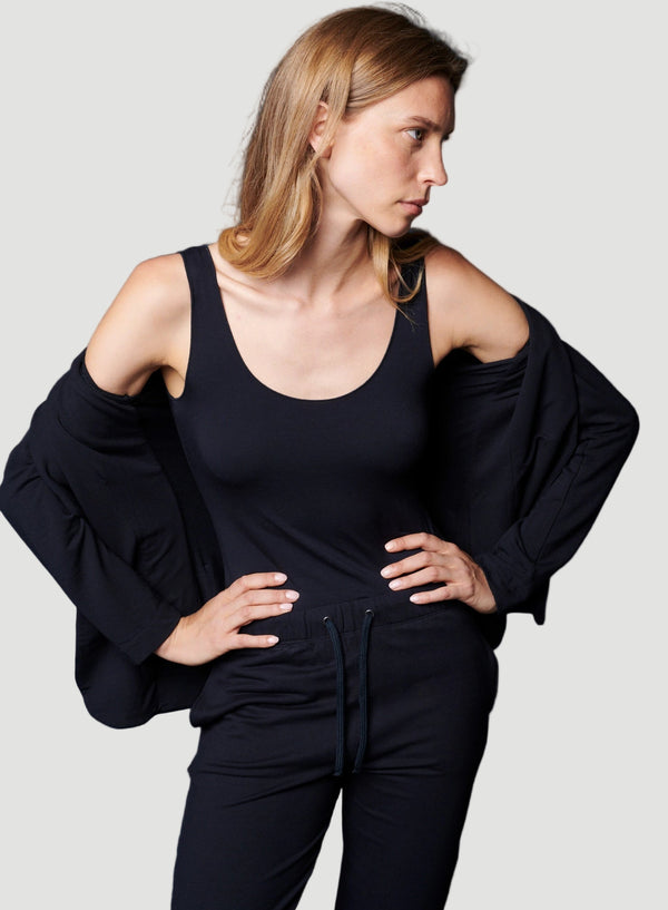 French Terry One Button Blazer and Drawstring Pant Set -  - Majestic Filatures North America