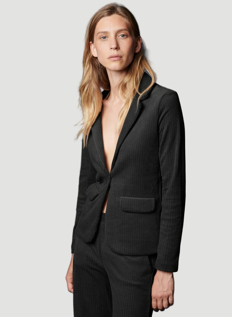 Velour Corded One Button Blazer