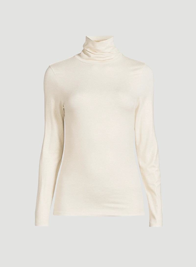 Soft Touch Metallic Long Sleeve Turtleneck