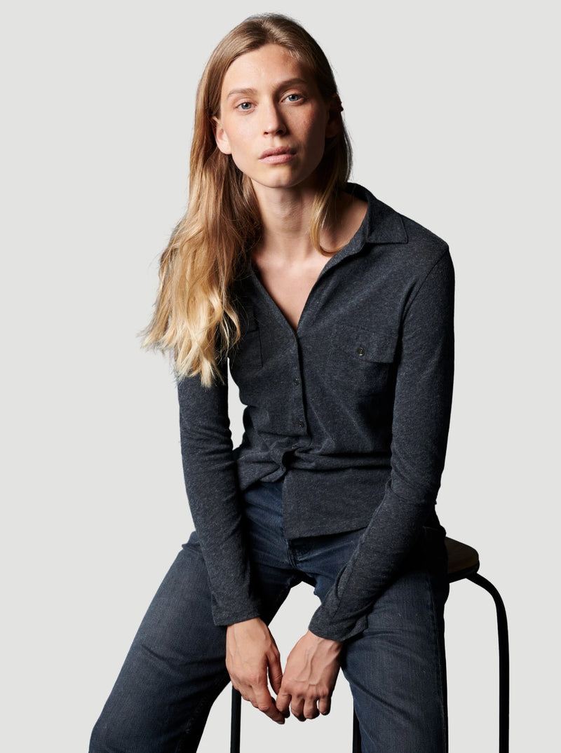 Cotton Cashmere Long Sleeve Pocket Shirt