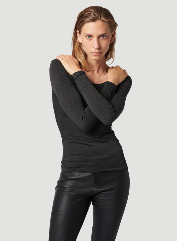 Cotton Cashmere Long Sleeve Crewneck T-Shirt