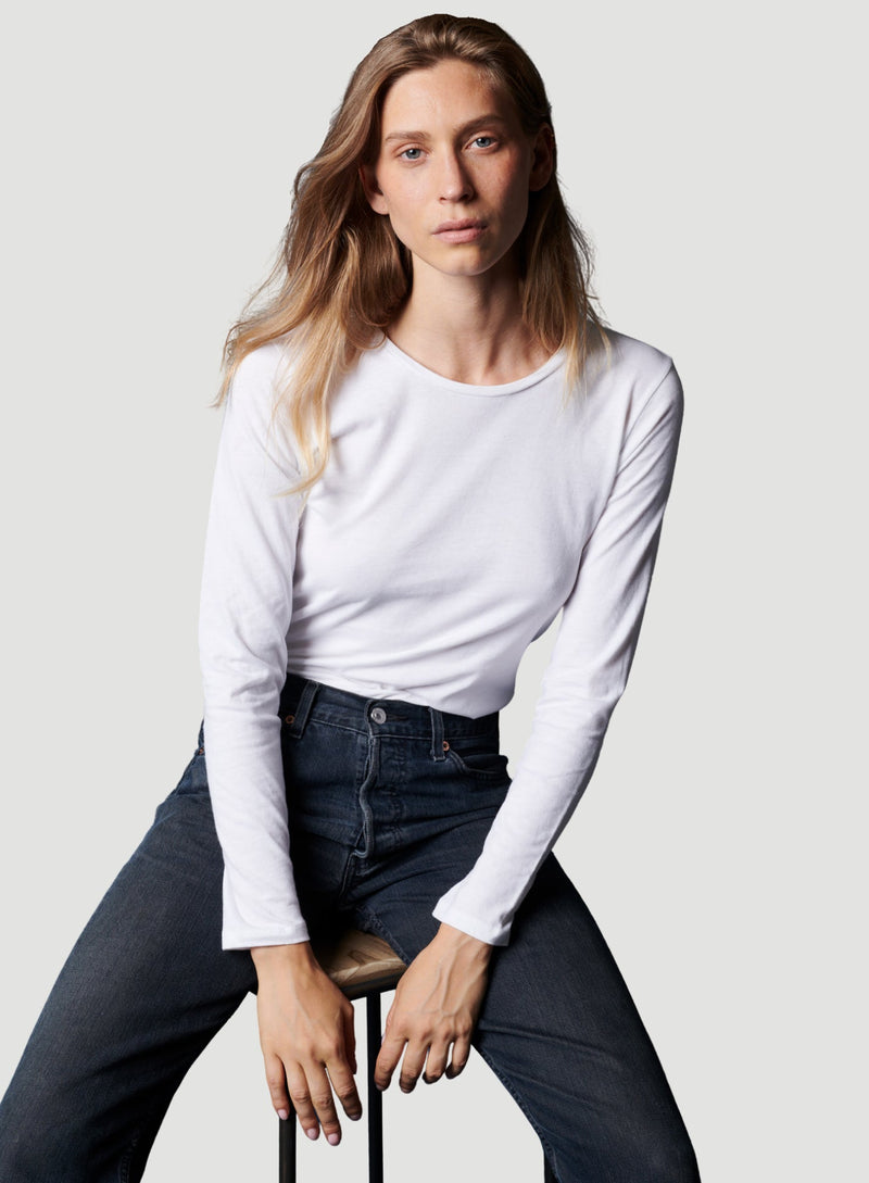 Cotton 'Silk Touch' Long Sleeve Crewneck T-Shirt