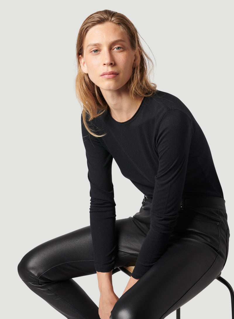 Cotton Cashmere Long Sleeve Crewneck T-Shirt