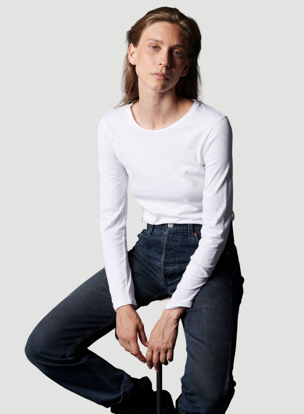 Cotton 'Silk Touch' Long Sleeve Crewneck T-Shirt