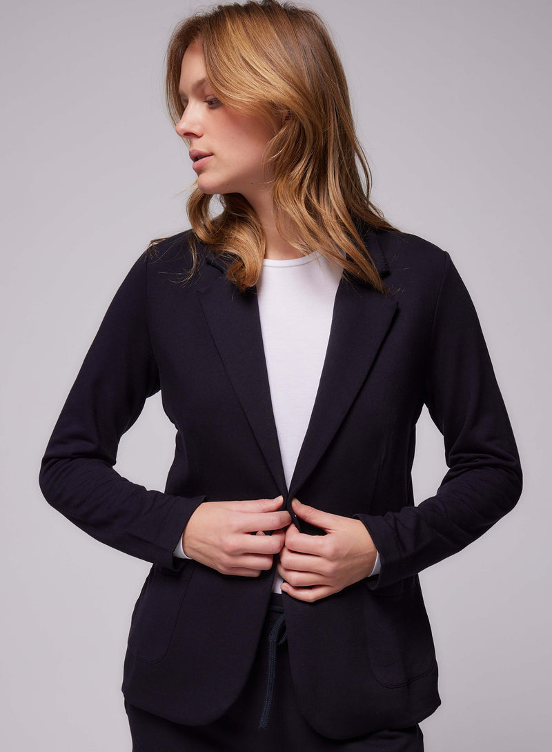 French Terry Looped One-Button Blazer - JACKET - Majestic Filatures North America