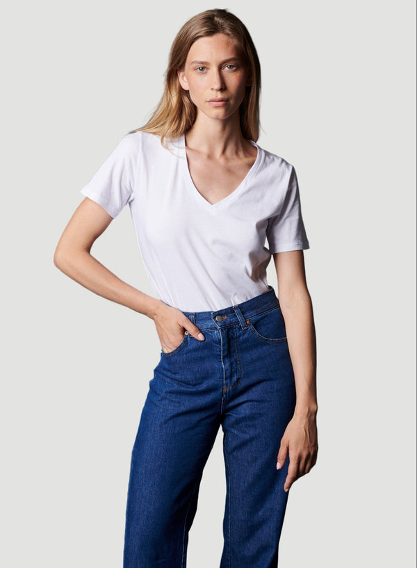 Cotton 'Silk Touch' Semi-Relaxed V-Neck T-Shirt - V NECK S/S - Majestic Filatures North America