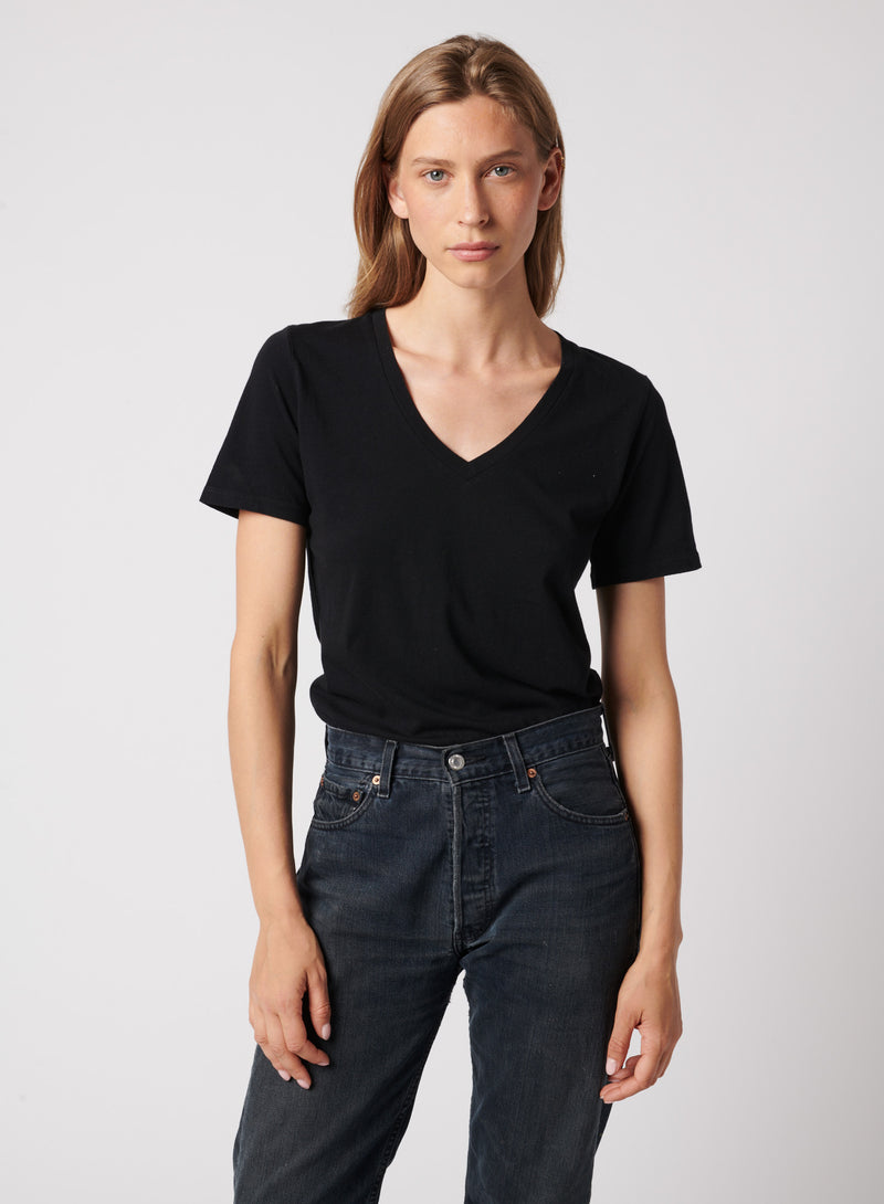 Cotton 'Silk Touch' Semi-Relaxed V-Neck T-Shirt - V NECK S/S - Majestic Filatures North America